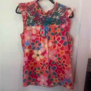 Floral Sleeveless Blouse - Multicolor